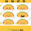 Taco SVG. Cinco de Mayo Cut Files. Mexican Food SVG Kawaii Taco with Mustache PNG Clipart. Cute Face Shirt Vector Cutting Machine dxf eps Design 627