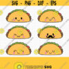 Taco SVG. Cinco de Mayo Cut Files. Mexican Food SVG Kawaii Taco with Mustache PNG Clipart. Cute Face Shirt Vector Cutting Machine dxf eps Design 757
