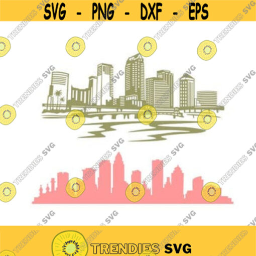 Tampa Florida Skyline Cuttable Design Pack SVG PNG DXF eps Designs Cameo File Silhouette Design 107