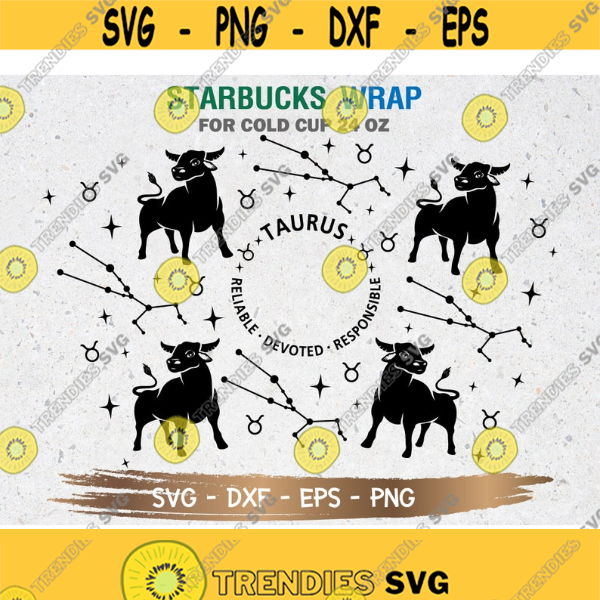 Taurus Starbucks Cup starbucks svg cup Taurus svg Zodiac Full Wrap SVG Taurus wrap seamless DIY Venti Cup Instant Download for Cricut