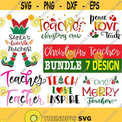 Teacher Christmas Crew SvgPeace Love Teach SvgOne Merry Teacher SvgTeacher SvgChristmas Teacher SvgSantas Favorite Teacher SvgCut File Design 312