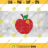 Teacher School Clipart Distressed or Grunge Big Red Apple with Brown Stem and Green Leaf Education Fruit Digital Download SVG PNG Design 1140