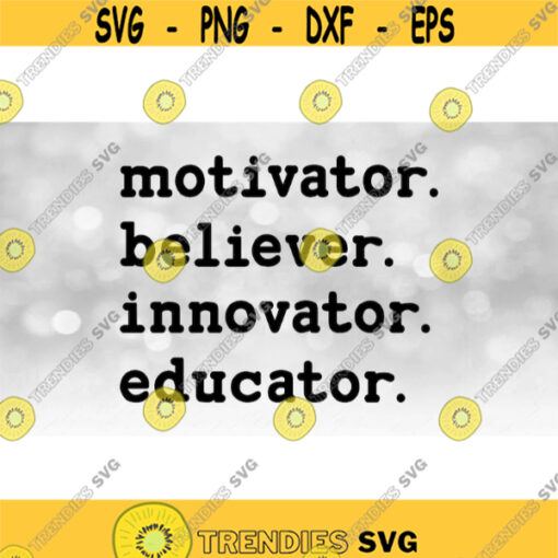 Teacher School Clipart Motivator. Believe. Innovator. Educator Words in Simple Educational Type Style Digital Download SVG PNG Design 1095