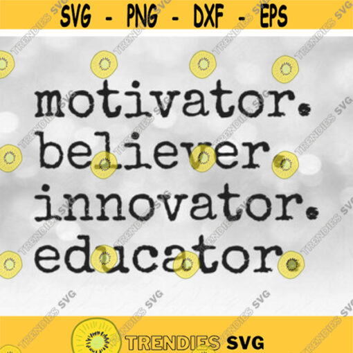 Teacher School Clipart Motivator. Believe. Innovator. Educator Words in Simple Educational Type Style Digital Download SVG PNG Design 195