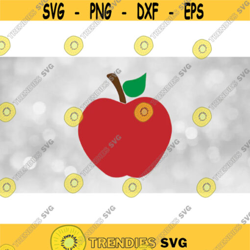 Teacher School Clipart Simple Easy Big Red Apple with Brown Stem and Green Leaf for Educators or as Fruit Digital Download SVG PNG Design 1012