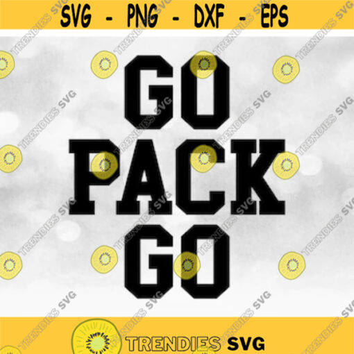 TeamMascotSchool Clipart Black Bold Words Go Pack Go in Collegiate Style Block Lettering Type to Show Spirit Digital Download SVGPNG Design 251