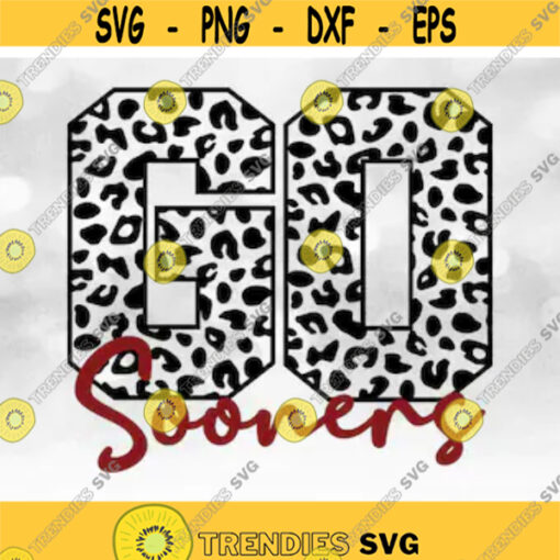 TeamMascotSchool Clipart Black Leopard Skin Cheetah Pattern Word GO with Crimson Team Name Overlay Sooners Digital Download SVGPNG Design 246