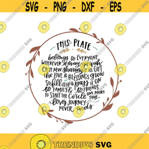 Thankful giving plate quote png and svg digital cut file Design 30