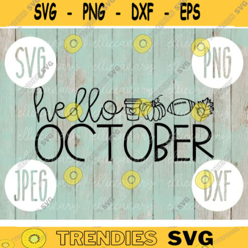 Thanksgiving Fall SVG Hello October svg png jpeg dxf Silhouette Cricut Commercial Use Vinyl Cut File Fall 1141