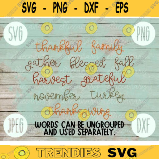 Thanksgiving SVG Thanksgiving Words Set 8 svg png jpeg dxf Silhouette Cricut Commercial Use Vinyl Cut File Fall Download Typography Thankful 2283