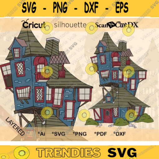 The Burrow SVG Magic Home Cut File Silhouette Outline Vector Rustic House Line Art Printable Vinyl Drawing Design 155