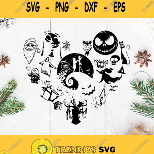 The Nightmare Before Christmas Heart Svg Nightmare Before Christmas Svg Jack Skellington Svg Halloween Svg