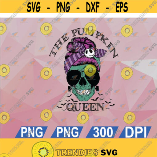 The Pumkin Queen Skull Wear Glasses Cut File svg png eps dxf Design 76