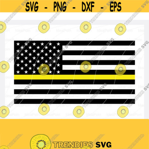 Thin Yellow Line Flag SVG Thin Yellow Line Svg American Flag Svg USA Military support flag Distressed Flag Svg Yellow USA Flag
