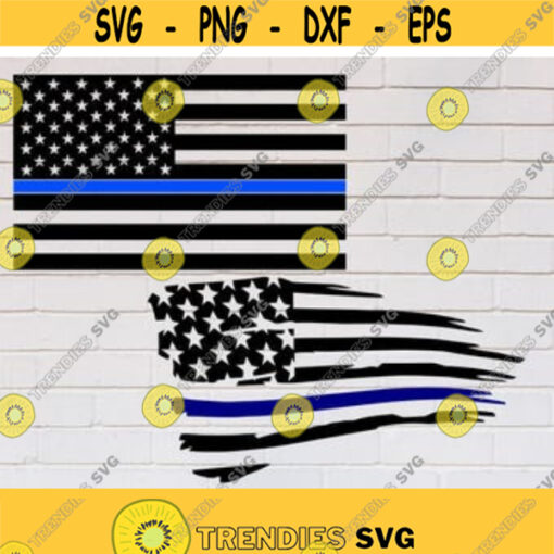 Thin blue line flag svg distressed police flag svg Back the blue svg flag svg files svg for cricut print SVG DXF eps png pdf Design 25