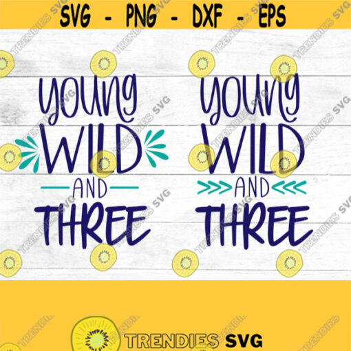 Third Birthday SVG young wild and three SVG three years old birthday SVG digital download threenager Design 176