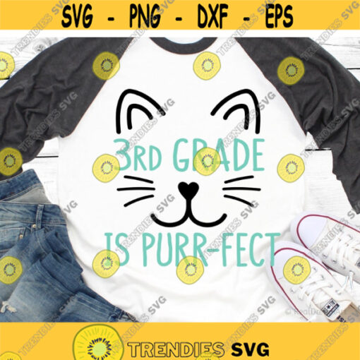 Third Grade Svg Files for Cricut Girl 3rd Grade Tribe Svg Kitty Cat Svg Third Grade is Purr Fect Svg Silhouette Girl Back to School Png