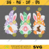 Three Easter Gnomes SVG Cute Gnomes with Easter Bunny Ears and Easter Egg Carrot Chocolate Easter Rabbit Svg Cut Files Cricut PNG clipart copy