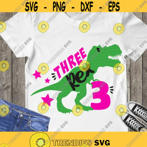 Three Rex SVG Three Rex birthday girl svg Dinosaur Birthday SVG Cricut svg files