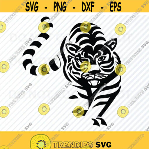 Tiger 2 SVG Files For Cricut Black White Transfer Vector Images Tiger Clip Art SVG Files Eps Png dxf Stencil ClipArt Silhouette Design 643