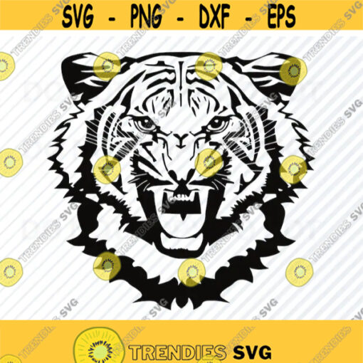 Tiger Head 2 SVG Files For Cricut Black White Transfer Vector Images Tiger Clip Art SVG Files Eps Png dxf Stencil ClipArt Silhouette Design 525