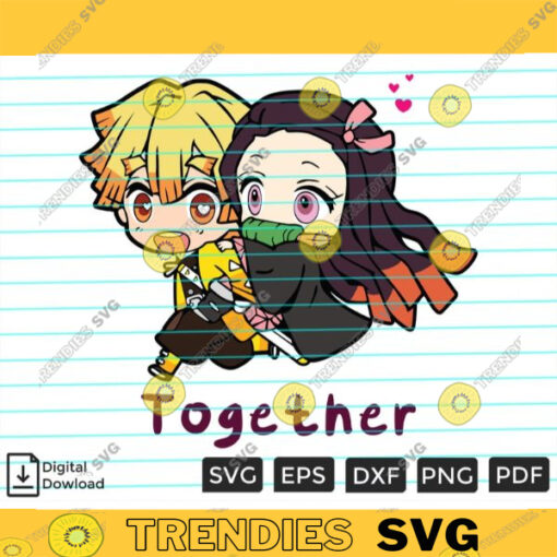 Together Anime Character SVG PNG Graphic Slayer Arts Demon Anime Cute Girl Custom File Printable File for Cricut Silhouette