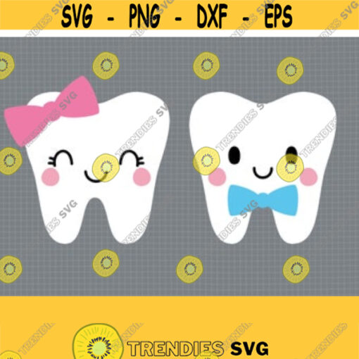 Tooth Fairy Bag SVG. Girl Tooth with Bow Cut Files. Boy Tooth with Bow Tie PNG Clipart. Kids Vector Cutting Machine Instant Download dxf eps Design 36