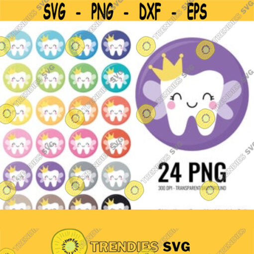 Tooth Fairy Clipart. Digital Girl Tooth with Crown Clip Art Kawaii Winged Tooth Icons Planner Printable Stickers. Tooth Fairy Bag PNG Design 501