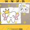 Tooth Fairy SVG. Cute Girl Tooth with Crown Cut Files. Vector Kawaii Winged Tooth Clipart. Cutting Machine Download dxf eps png jpg pdf Design 28