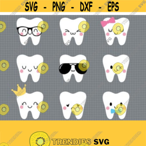 Tooth SVG. Tooth Fairy Bag Bundle Cut Files. Tooth for Girl and Boy PNG. Kids Vector Tooth Emotions Clipart Cutting Machine Download dxf eps Design 37