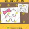 Tooth with Bow SVG. Baby Girl Tooth Cut Files. Cartoon Kids Vector Tooth Fairy Clipart. Cutting Machine Instant Download dxf eps png jpg pdf Design 685