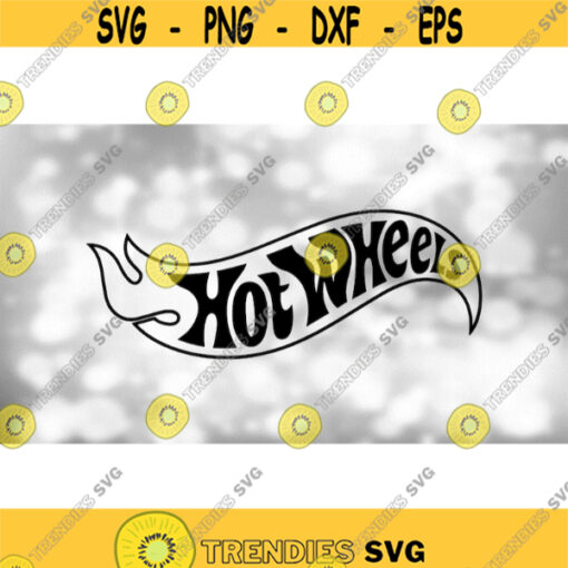 Toys and Games Clipart Black Bold Hot Wheels Words in Fire Shape Outline Inspired by Mattel Toy Cars Logo Digital Download SVG PNG Design 544