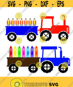 Tractor Crayons School school Teacher Cuttable Design SVG PNG DXF eps Designs Cameo File Silhouette Design 1471