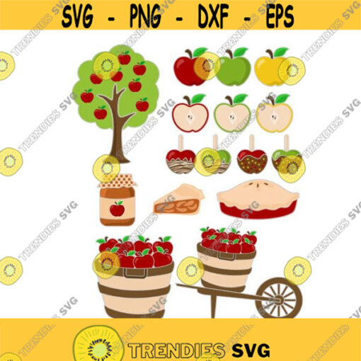 Tree Apple Autumn Fall Cuttable Design Thanksgiving Pack SVG PNG DXF eps Designs Cameo File Silhouette Design 1839