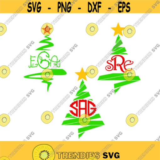 Tree Frame Monogram Christmas Cuttable Design SVG PNG DXF eps Designs Cameo File Silhouette circut Design 2068