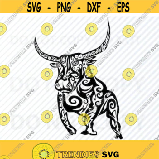Tribal Bull SVG Files Clipart Clip Art Silhouette Bull Vector Images SVG Image For Cricut Bull Eps Bull Png clipart Dxf Design 288