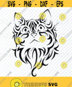 Tribal Kitten SVG Files For Cricut Black white Transfer Vector Images Cat Clip Art SVG Eps Png dxf Stencil ClipArt Silhouette Design 449