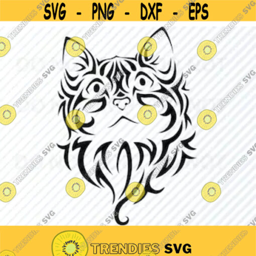 Tribal Kitten SVG Files For Cricut Black white Transfer Vector Images Cat Clip Art SVG Eps Png dxf Stencil ClipArt Silhouette Design 449