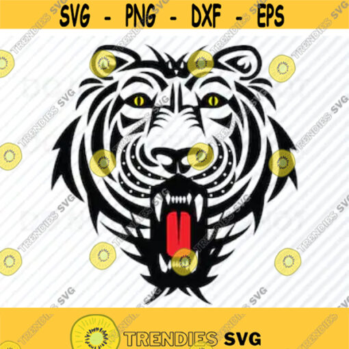 Tribal Tiger Head 4 SVG Files For Cricut Black White Transfer Vector Images Clip Art SVG Files Eps Png dxf Stencil ClipArt Silhouette Design 323