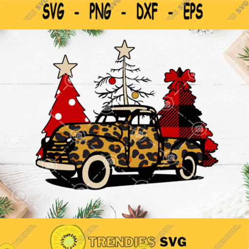 Truck Leopard Christmas Tree Svg Christmas Svg Truck Svg