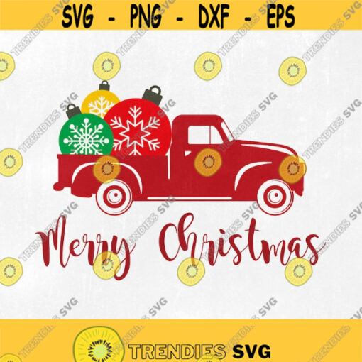 Truck tree retro vintage Christmas balls winter holiday svg Merry christmas Christmas Cutting File CriCut Files svg jpg png dxf Silhouette Design 288