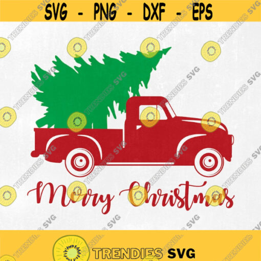 Truck tree retro vintage winter holiday svg merry christmas Christmas Cutting File CriCut Files svg jpg png dxf Silhouette Design 88