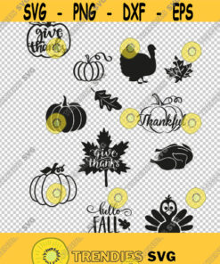 Turkey Thanksgiving Pumpkin Fall Bundle Collection SVG PNG EPS File For Cricut Silhouette Cut Files Vector Digital File