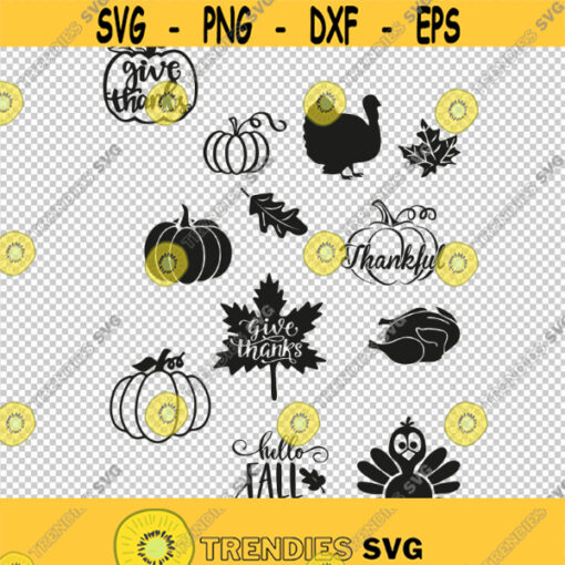 Turkey Thanksgiving Pumpkin Fall Bundle Collection SVG PNG EPS File For Cricut Silhouette Cut Files Vector Digital File