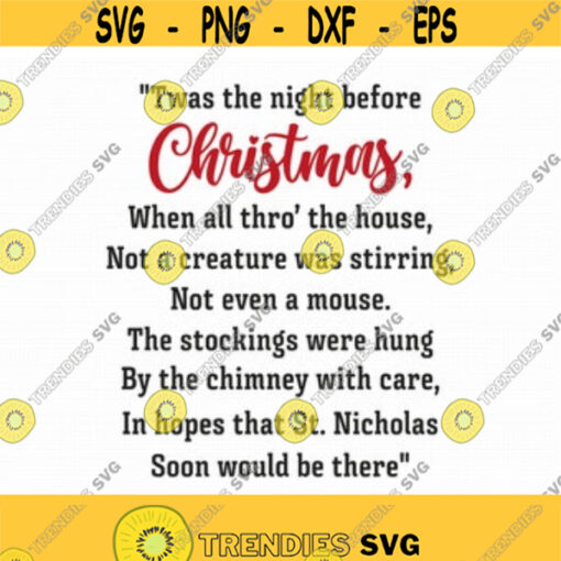 Twas The Night Before Christmas Svg Png Eps Pdf Files Christmas Sign Svg Christmas Poem Svg Cricut Silhouette Design 9