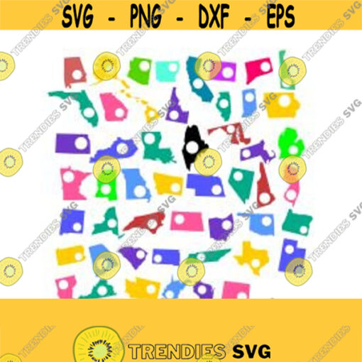 US States Circle Monogram SVG Studio 3 DXF Ai Ps and Pdf Cutting Files for Electronic Cutting Machines