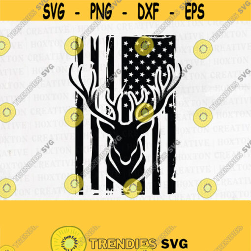 USA Deer Distressed Flag Svg Deer Head Svg Deer Clipart Deer Head Clipart Deer Vector Hunting SVG Files Cutting FileDesign 854