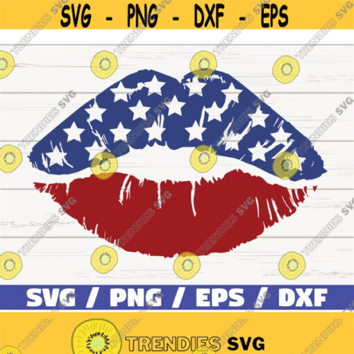 USA Lips Kiss SVG Cut File Clip art Commercial use Instant Download Silhouette 4th of July Independence Day Patriotic SVG Design 682