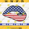 USA Lips SVG Cut File Clip art Commercial use Instant Download Silhouette 4th of July SVG Flag Lips Svg Independence Day Design 471