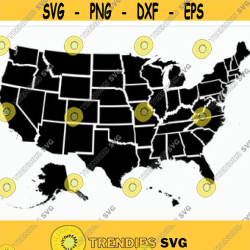 USA Map SVG All American States SVG Commercial Use Cut File Printable Vector United States of America Design 74